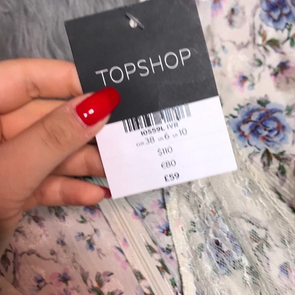 NWT TopShop floral & lace mix midi dress size 6 - Picture 6 of 8